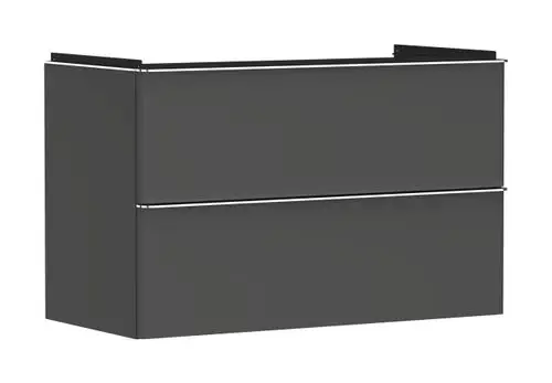 Waschtischunterschrank in Diamantgrau Matt von Hansgrohe mit zwei Schubkästen, geeignet für die Integration in Badezimmermöbel.